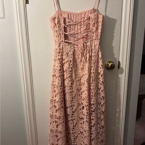 ASTR Corset Back Midi Dress in Blush/ Pink